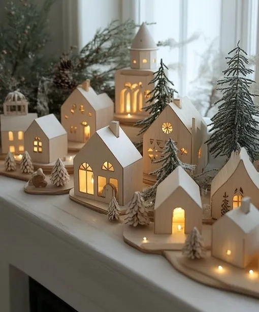 снежный пейзаж на подоконнике