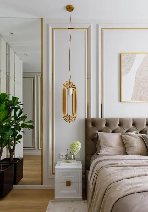 молдинги в спальне