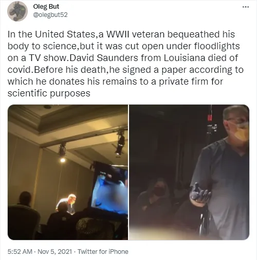 Тело Дэвида Сондерса вскрыли в присутствии 70 зрителей Тело Дэвида Сондерса вскрыли в присутствии 70 зрителей