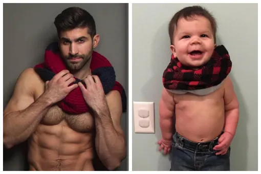 Кто круче? Малыш копирует позы своего дяди, который делает карьеру модели Кто круче? Малыш копирует позы своего дяди, который делает карьеру модели