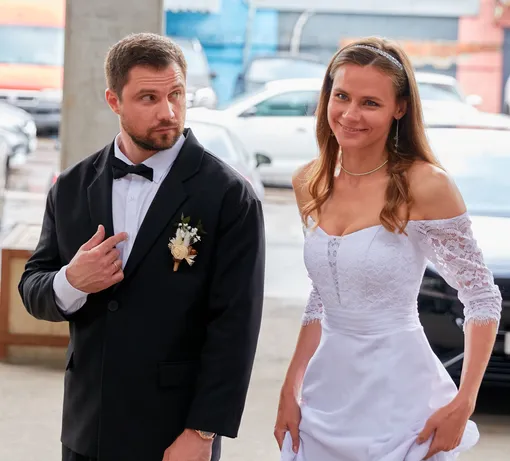 с Матвеем Зубалевичем на съемках мелодрамы «Замуж по расчету»