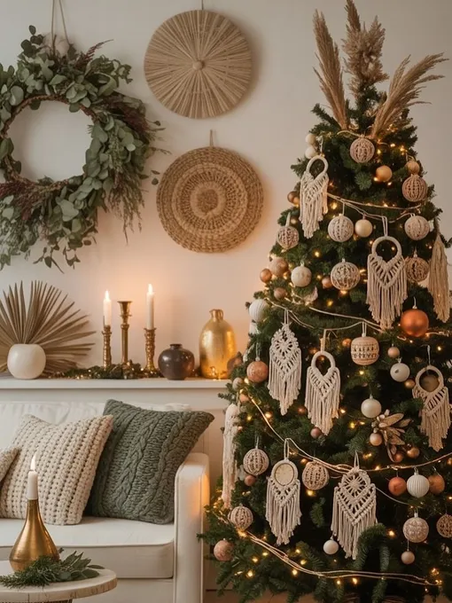Новогодняя ель в стиле бохо