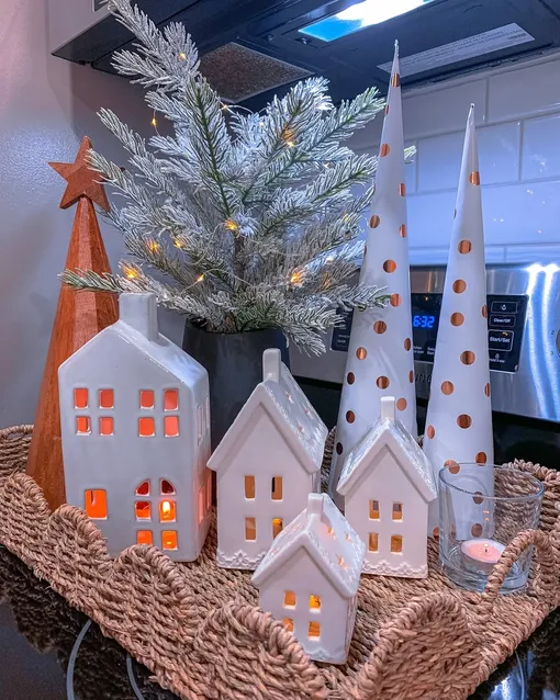 Декоративные домики помогут украсить кухню к новому году 2026 Декоративные домики помогут украсить кухню к новому году 2026