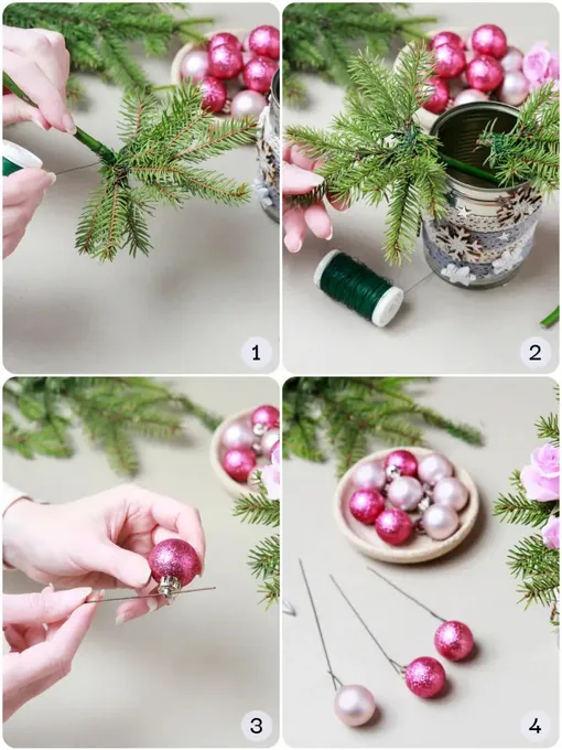 Создание зелёной композиции: хвоя и розы в гармонии