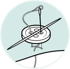 пуговица, иголка пуговица, иголка