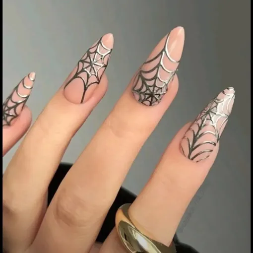 Маникюр на Хеллоуин 2025 года с пауками и паутиной