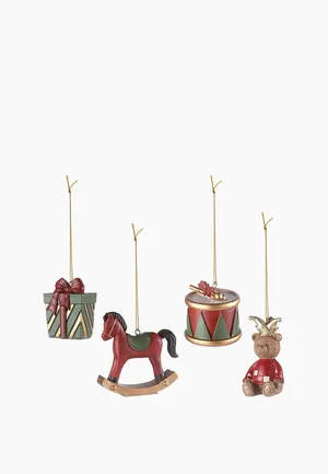 Набор небьющихся ёлочных украшений в классическом стиле.