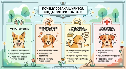 Инфографика о причинах, почему собака щурится на нас