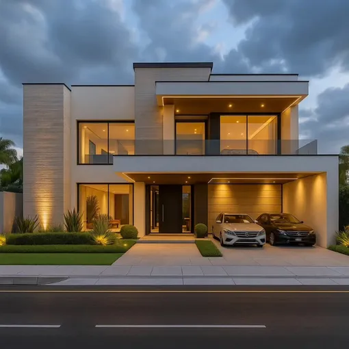 Сочетание камня, дерева и штукатурки создаёт глубину: именно комбинация материалов формирует современный облик дома