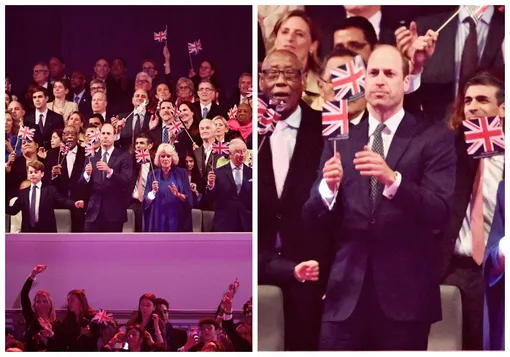 Принц Уильям с семёй на коронационном концерте