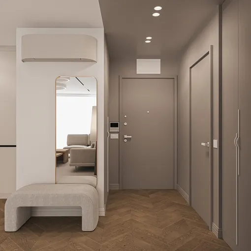 Теплый минимализм прихожая фото