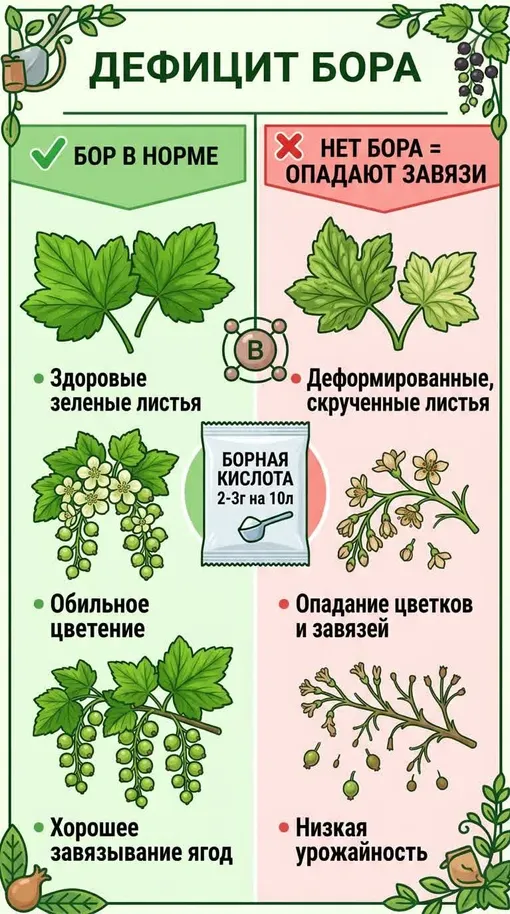 Дефицит бора у смородины
