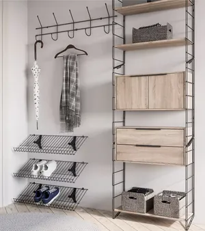 Обувница в прихожую узкая металлическая под углом Обувница в прихожую узкая металлическая под углом