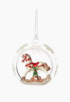 Красивый шар на елку с символом 2026 года — Огненной Лошадью.