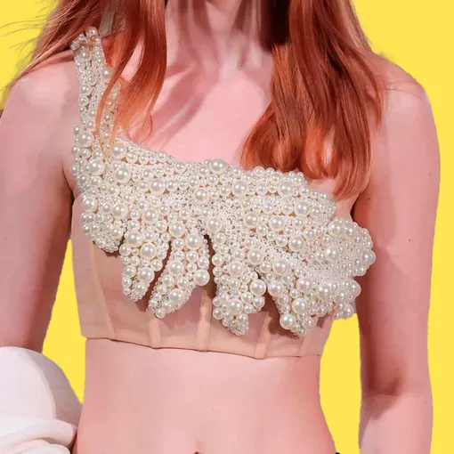 Корсетный топ с жемчужным дубовым листом от ALENA AKHMADULLINA Корсетный топ с жемчужным дубовым листом от ALENA AKHMADULLINA