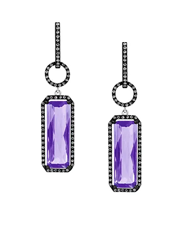 Серьги с аметистами и бриллиантами Серьги с аметистами и бриллиантами