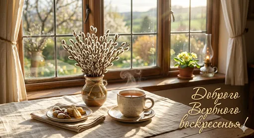 Открытка с Вербным воскресеньем