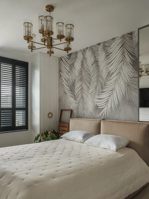 Фотообои-фрески с растительным узором, проект студии KrutoDesign