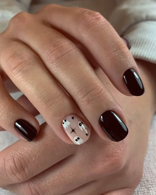 Маникюр на Хеллоуин 2025 с привидениями