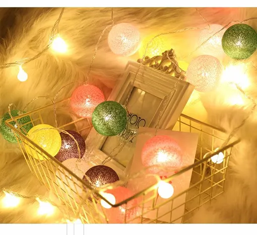 гирлянда из хлопковых шариков гирлянда из хлопковых шариков