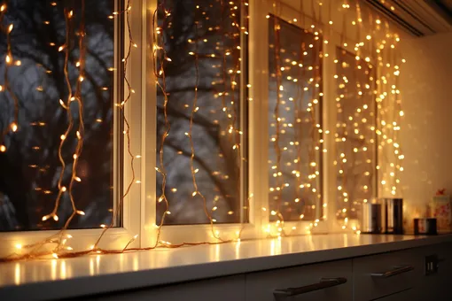 Гирлянда на окне Гирлянда на окне фото