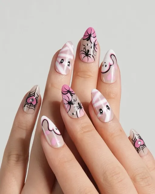 Маникюр на Хеллоуин 2025 года в романтичном стиле