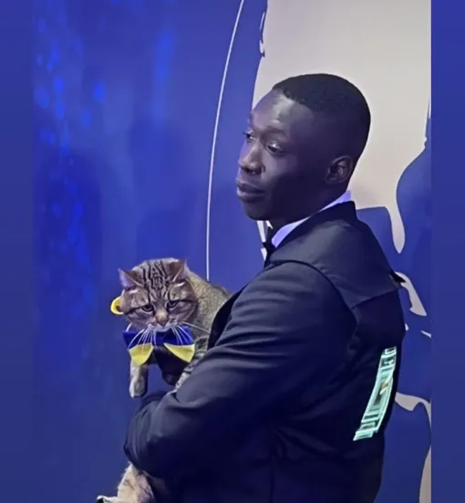 Хаби Лейм позирует с котом Степаном Хаби Лейм позирует с котом Степаном