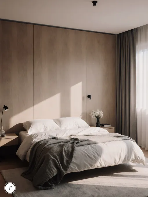 Спальня в стиле теплый минимализм