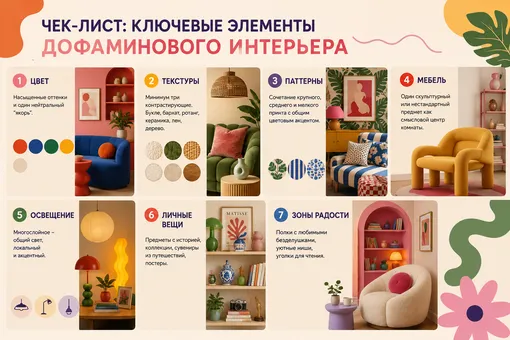 Инфографика по признакам дофаминового интерьера