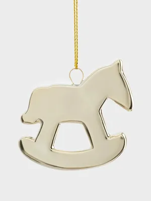 Елочная игрушка-лошадка символ 2026 года в минималистичном стиле.