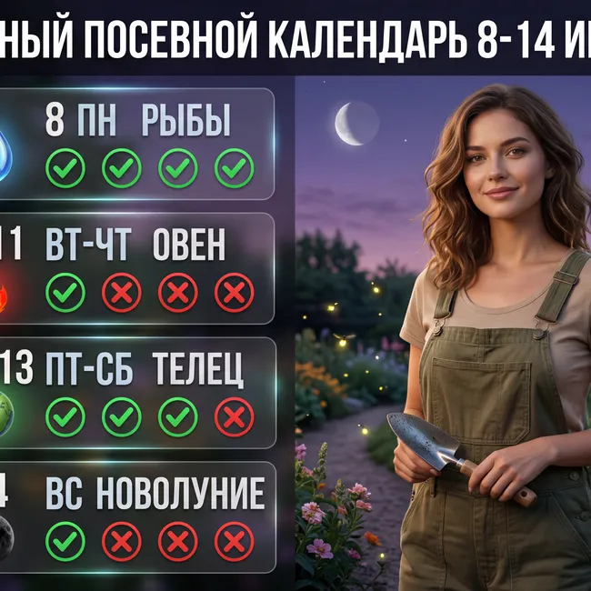 Лунный календарь садовода и огородника на неделю с 8 по 14 июня 2026 года Лунный календарь садовода и огородника на неделю с 8 по 14 июня 2026 года