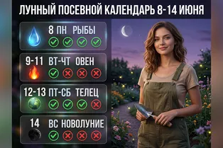 Лунный календарь садовода и огородника на неделю с 8 по 14 июня 2026 года Лунный календарь садовода и огородника на неделю с 8 по 14 июня 2026 года