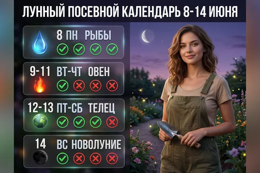 Лунный календарь садовода и огородника на неделю с 8 по 14 июня 2026 года Лунный календарь садовода и огородника на неделю с 8 по 14 июня 2026 года