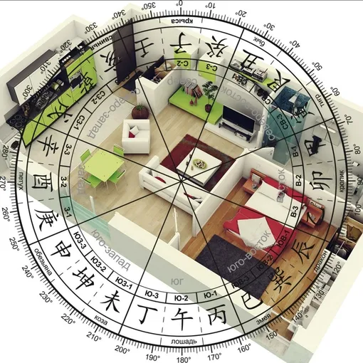 Карта-багуа: расположение зон для роста