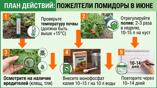 План действий: что делать, если томаты пожелтели в июне (пошагово)
