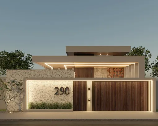 Горизонтальная архитектура — один из ключевых трендов: дом «распластывается» по участку и становится удобнее для повседневной жизни