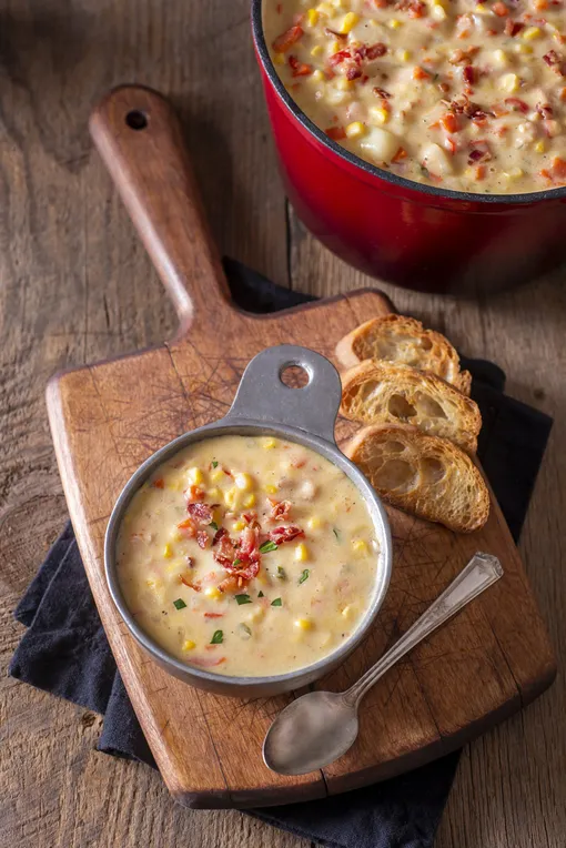 Кукурузный сливочный суп с беконом