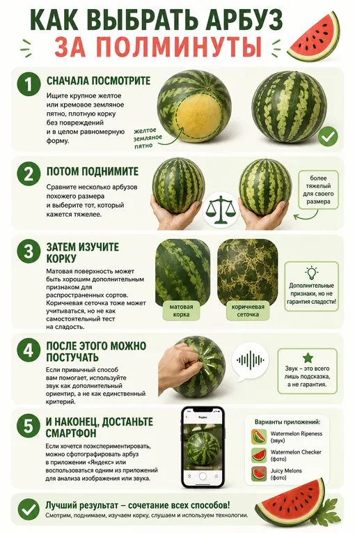 Инфографика — памятка как выбрать арбуз фото