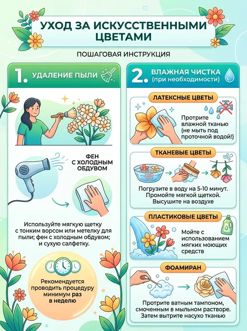 как ухаживать за искусственными цветами