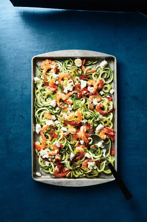 Креветки с цукини и фетой