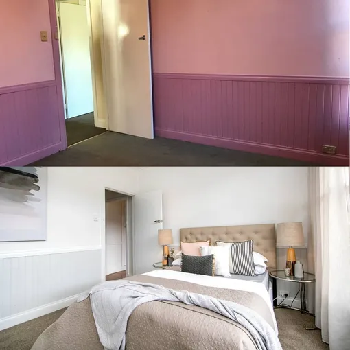 Светлый цвет краски изменил вид спальни