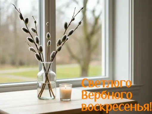 Открытка с Вербным воскресеньем