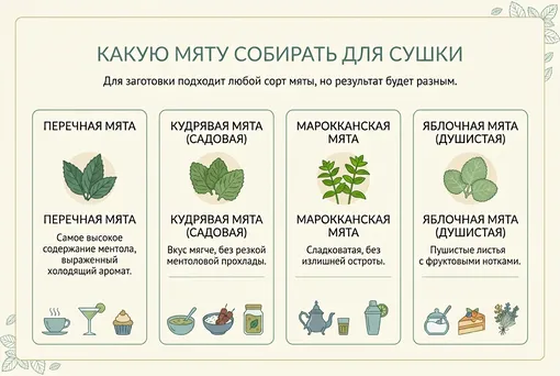 Инфографика про сорта мяты для сушки фото Инфографика про сорта мяты для сушки фото