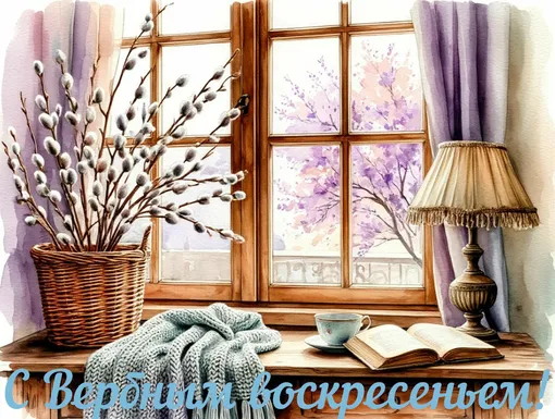 Открытка с Вербным воскресеньем