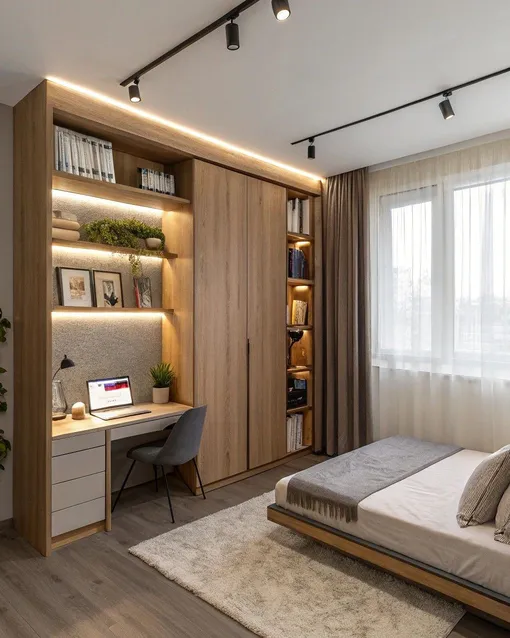 шкаф в спальню со столом