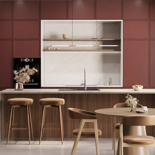 бордовая кухня фото