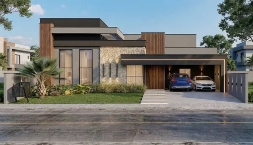 Ещё один пример горизонтальной архитектуры: дом выглядит легче и лучше «собирается» с участком