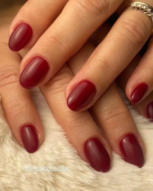 Бордовый итальянский маникюр на овальные ногти Бордовый итальянский маникюр на овальные ногти фото