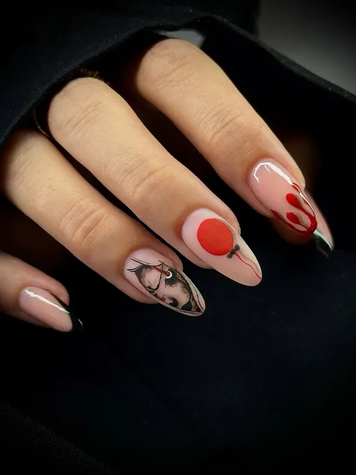 Маникюр на Хеллоуин 2025 год в стиле фильмов ужасов