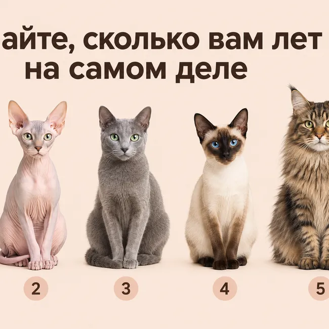 Ваш внутренний возраст: какая из пяти кошек вам ближе? Быстрый психологический тест Ваш внутренний возраст: какая из пяти кошек вам ближе? Быстрый психологический тест